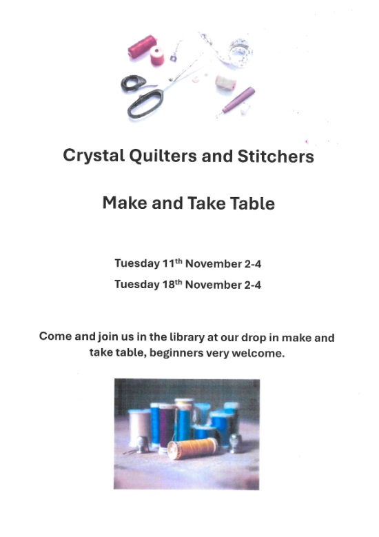Stourbridge Library - Crystal Quilters and Stitchers: Make and Take Table